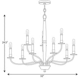 Progress Lighting Durrell Collection 9-Light Brushed Nickel Coastal Chandelier Light
