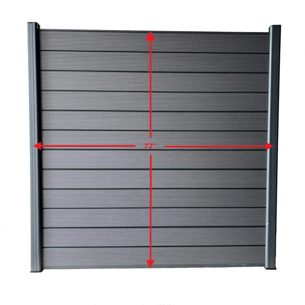LH EP Complete Kit 6 ft. x 6 ft. Gray WPC Composite Fence Panel w/Bottom Squared Holders and Post Kits (10 set)