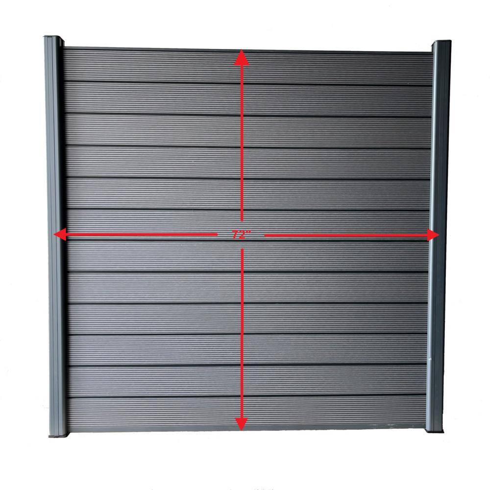 LH EP Complete Kit 6 ft. x 6 ft. Gray WPC Composite Fence Panel w/Bottom Squared Holders and Post Kits (2 set)