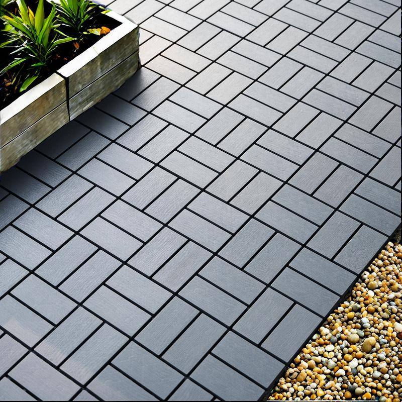 Afoxsos 1 ft. x 1 ft. Gray Interlocking Deck Tiles for Poolside, Balcony, Plastic, Backyard Waterproof, All-Weather (44-Pack)