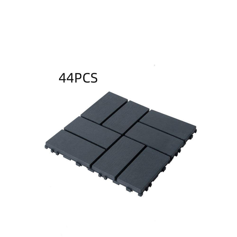 Afoxsos 1 ft. x 1 ft. Gray Interlocking Deck Tiles for Poolside, Balcony, Plastic, Backyard Waterproof, All-Weather (44-Pack)