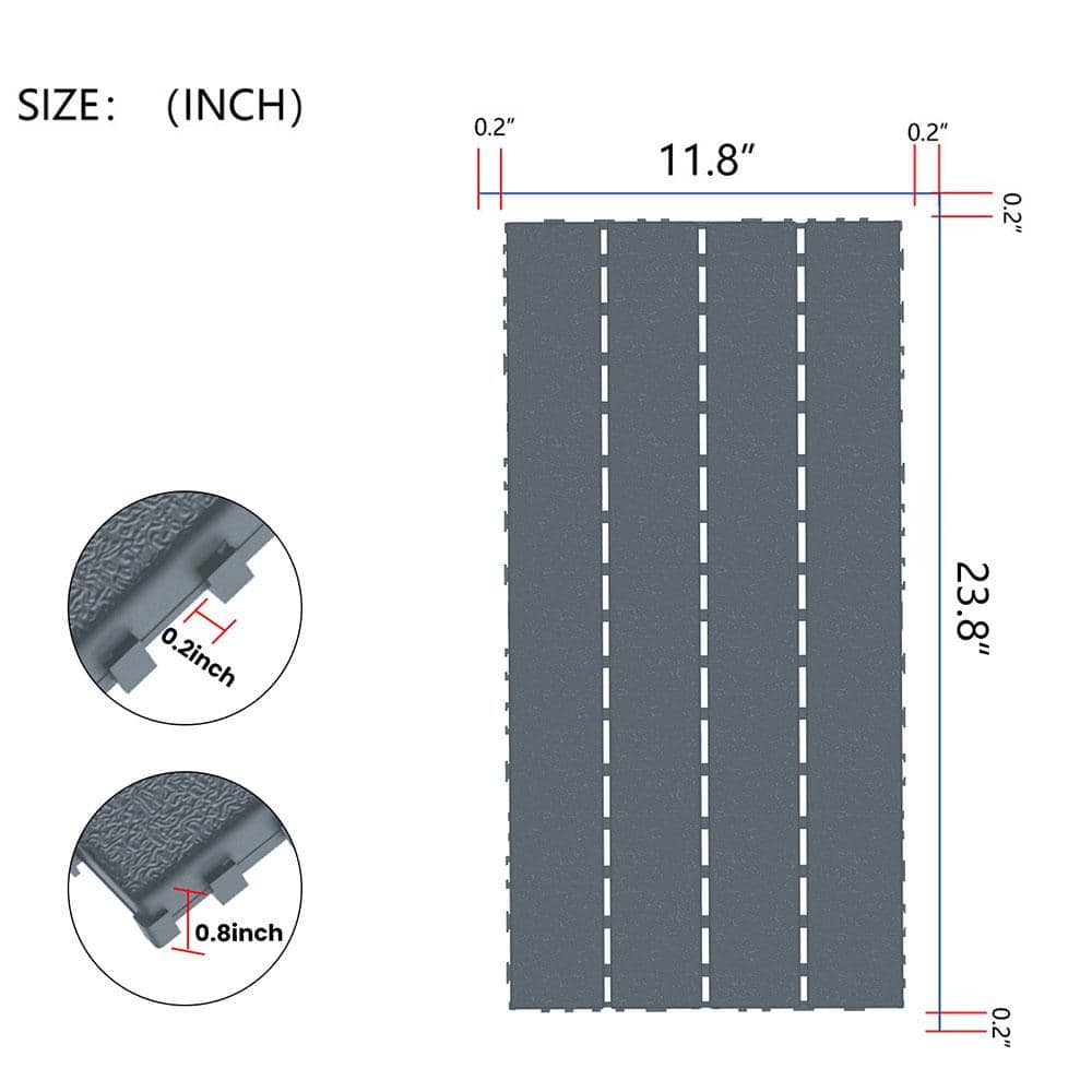 Afoxsos 24 in. x 12 in. Polypropylene Material DIY Module Deck Tile in Dark Gray, Quick and Easy to installation (24 per Case)