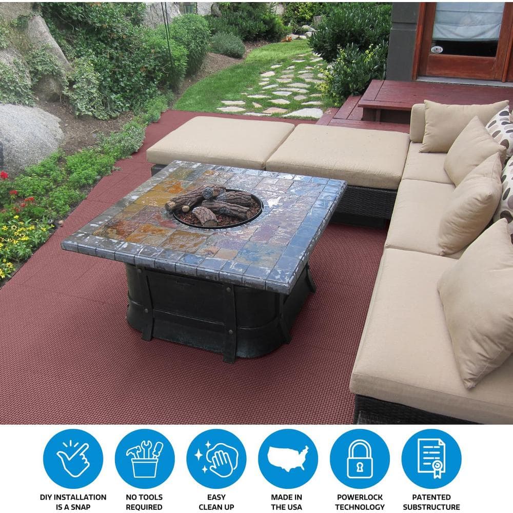 Afoxsos 12 ft. x 12 ft. Outdoor Modular Interlocking Multi-Use Plastic Deck Tile in Gray (40 Per Pack)