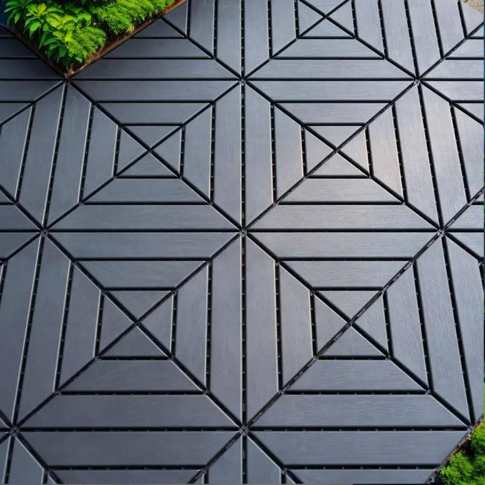 Amucolo 12 in. x 12 in. Composite Plastic Interlocking Deck Tiles in Gray (Set of 44 Tiles)