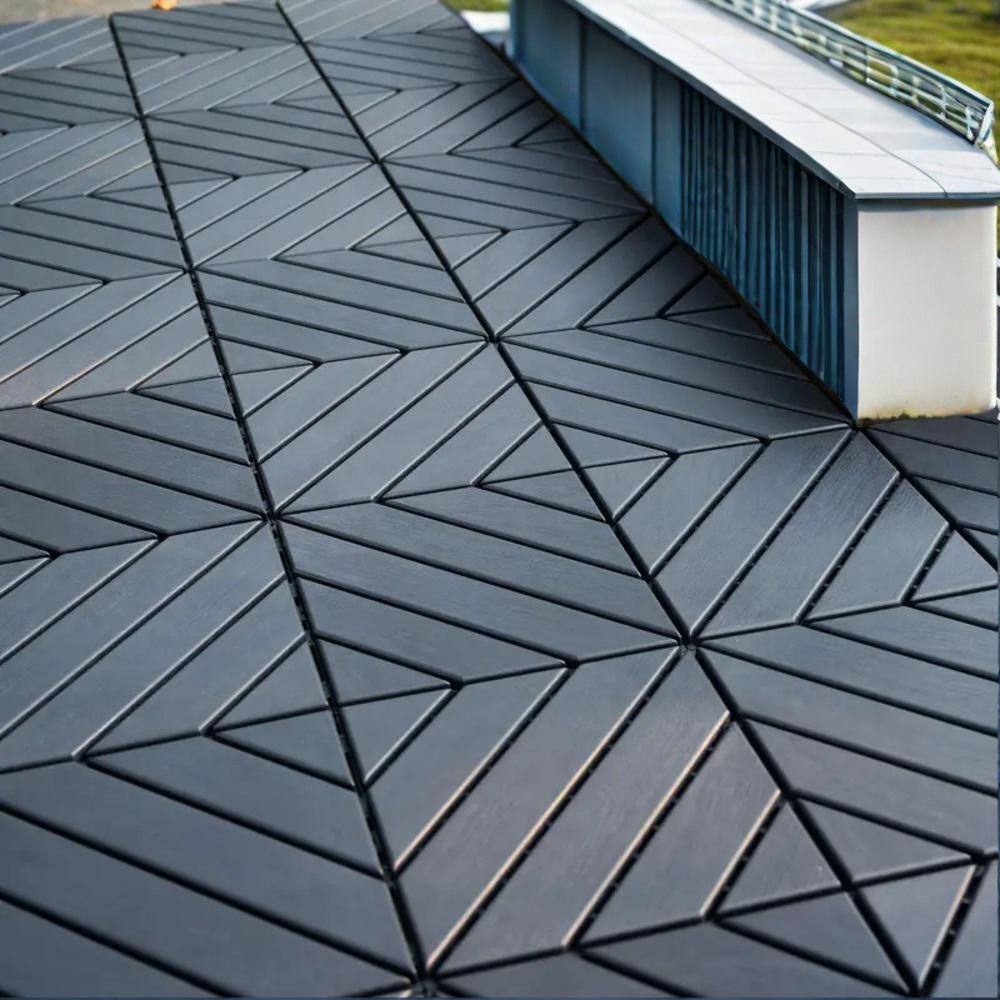 Amucolo 12 in. x 12 in. Composite Plastic Interlocking Deck Tiles in Gray (Set of 44 Tiles)