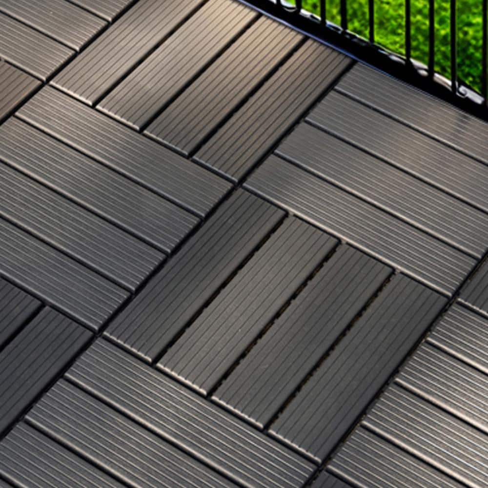 Amucolo 12 in. x 12 in. Waterproof Composite Interlocking Deck Tiles in Gray for Poolside, Balcony, Backyard (Set of 44 Tiles)