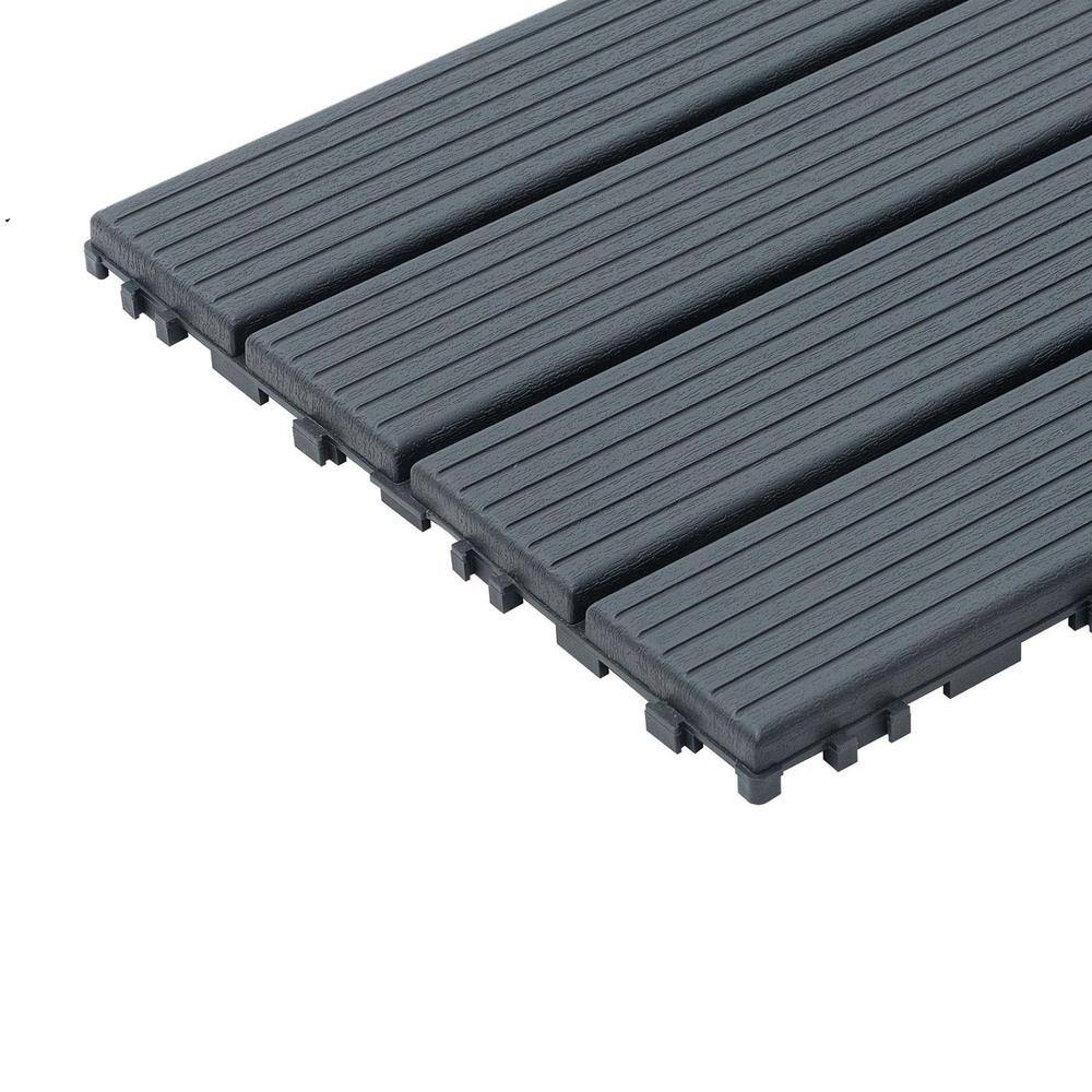 Amucolo 12 in. x 12 in. Waterproof Composite Interlocking Deck Tiles in Gray for Poolside, Balcony, Backyard (Set of 44 Tiles)