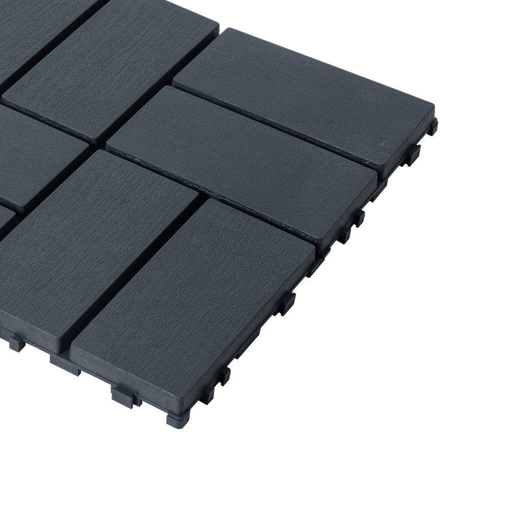 Amucolo 12 in. x 12 in. Waterproof Composite Interlocking Deck Tiles in Gray for Poolside, Balcony, Backyard (Set of 44 Tiles)