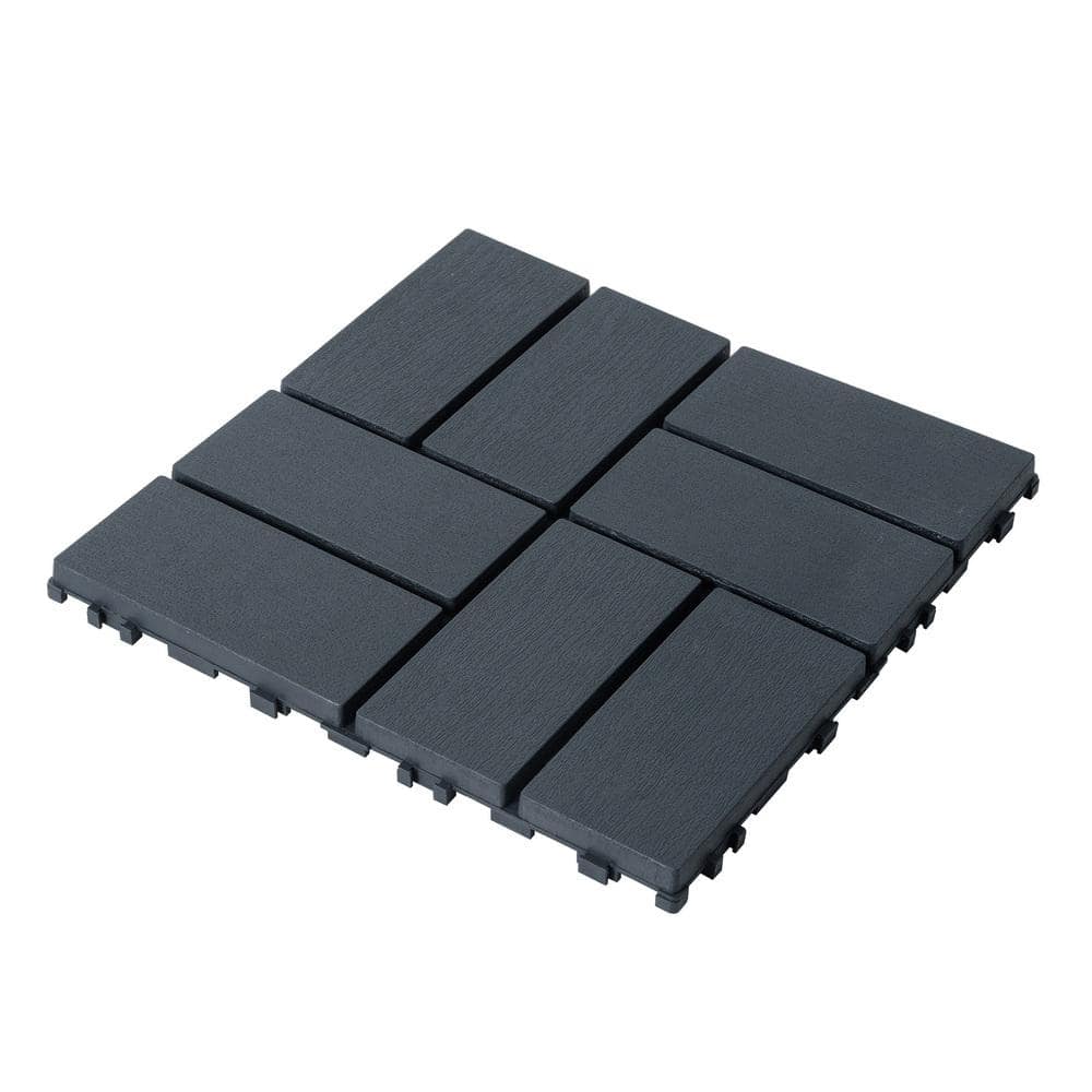 Amucolo 12 in. x 12 in. Waterproof Composite Interlocking Deck Tiles in Gray for Poolside, Balcony, Backyard (Set of 44 Tiles)