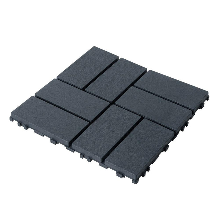 Amucolo 12 in. x 12 in. Waterproof Composite Interlocking Deck Tiles in Gray for Poolside, Balcony, Backyard (Set of 44 Tiles)