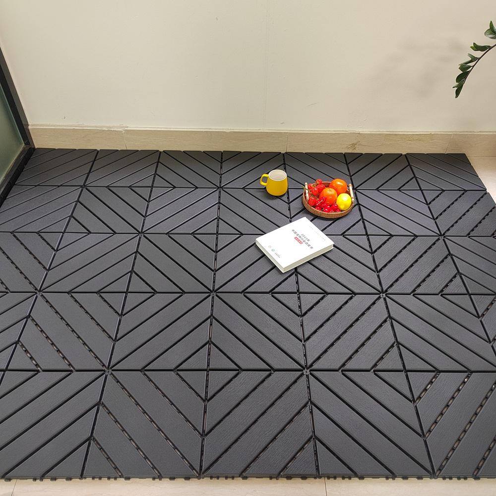 Amucolo 12 in. x 12 in. Waterproof Composite Interlocking Deck Tiles in Gray for Poolside, Balcony, Backyard (Set of 36 Tiles)