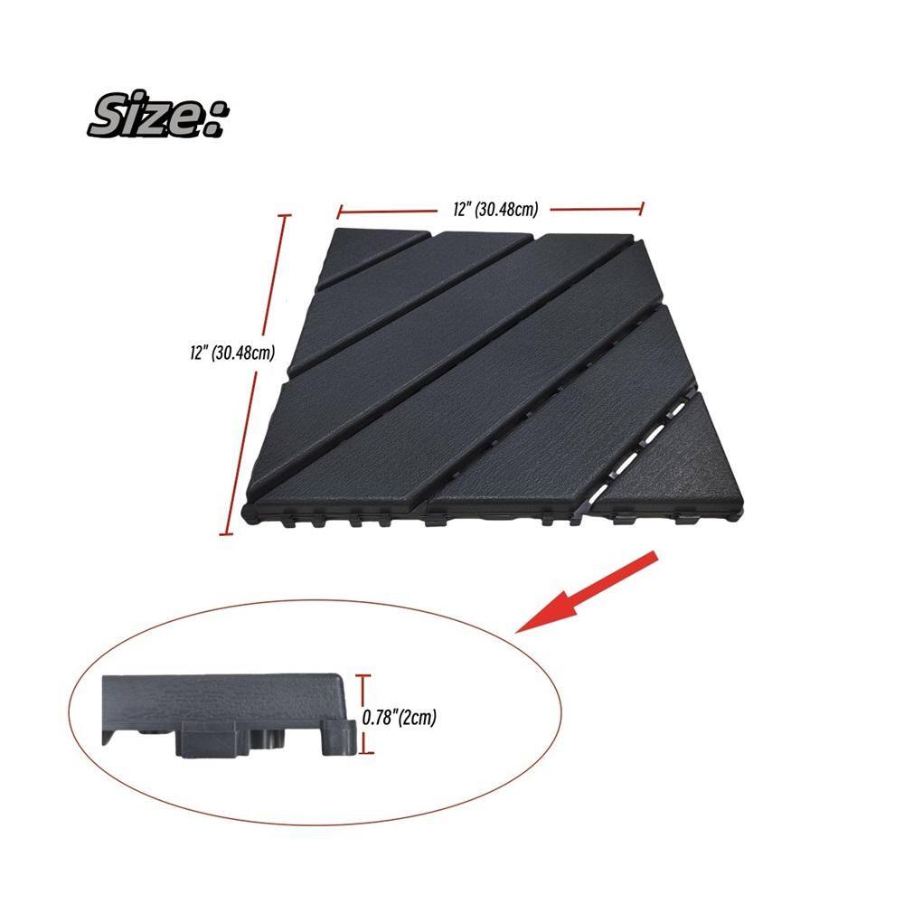 Amucolo 12 in. x 12 in. Waterproof Composite Interlocking Deck Tiles in Gray for Poolside, Balcony, Backyard (Set of 36 Tiles)