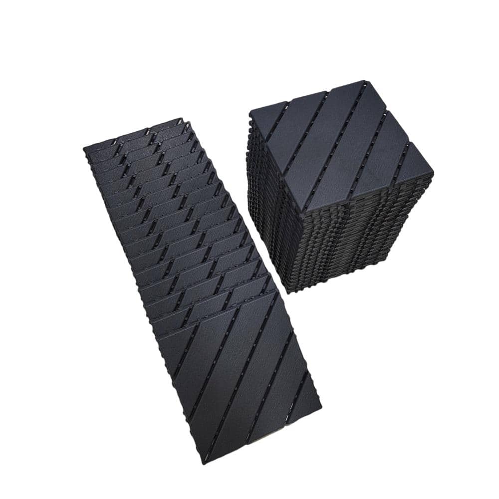 Amucolo 12 in. x 12 in. Waterproof Composite Interlocking Deck Tiles in Gray for Poolside, Balcony, Backyard (Set of 36 Tiles)