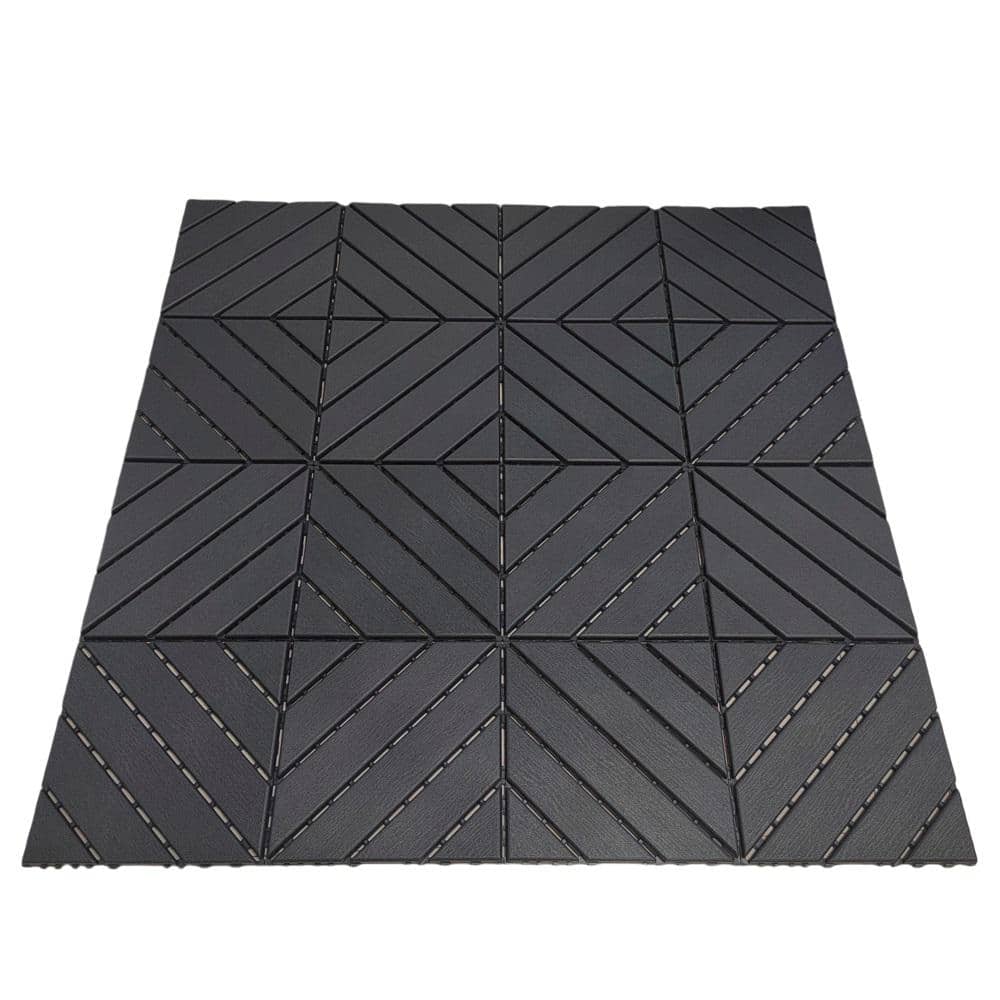 Amucolo 12 in. x 12 in. Waterproof Composite Interlocking Deck Tiles in Gray for Poolside, Balcony, Backyard (Set of 36 Tiles)