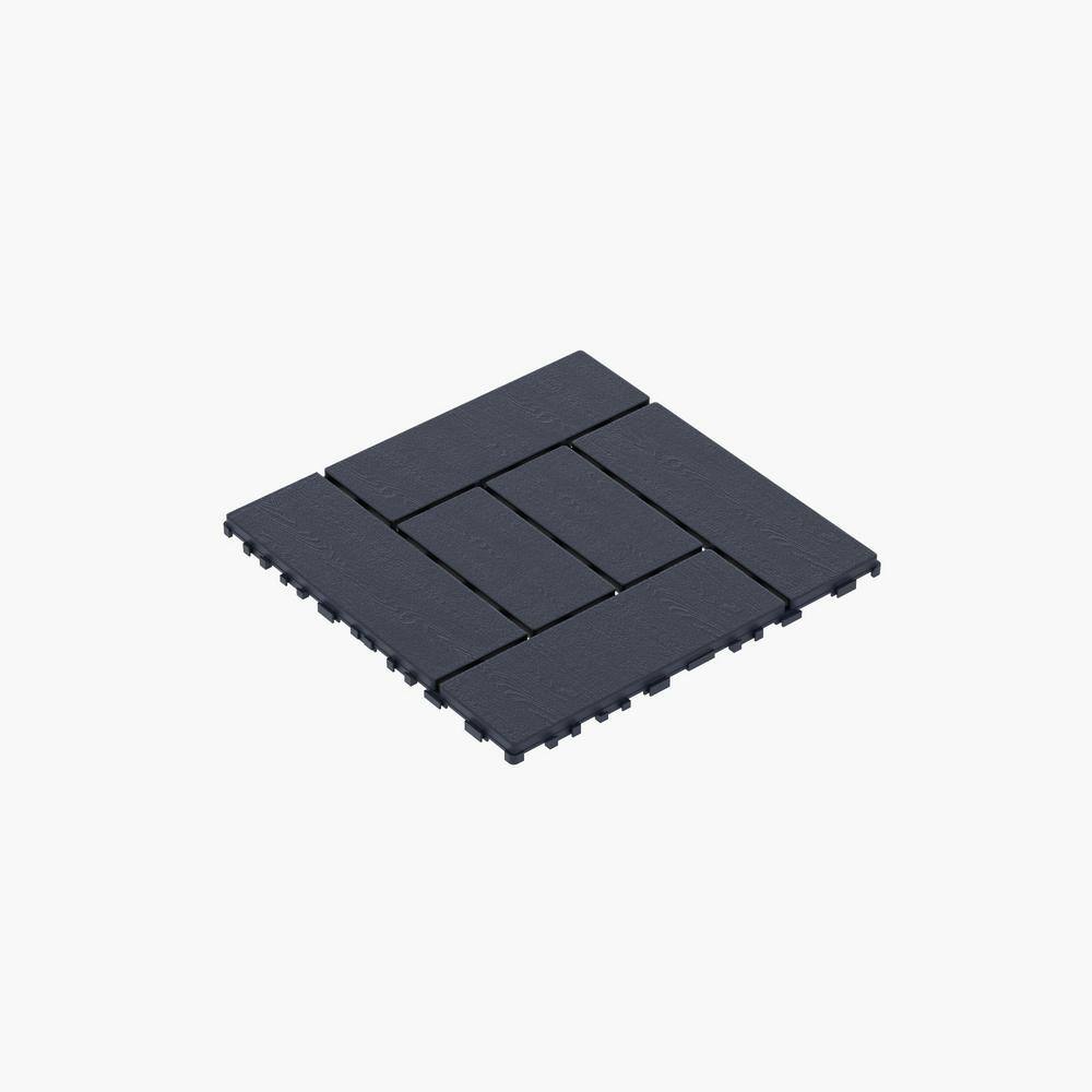 Amucolo 12 in. x 12 in. Waterproof Plastic Interlocking Deck Tiles in Dark Gray for Poolside Balcony Backyard (Set of 44 Tiles)