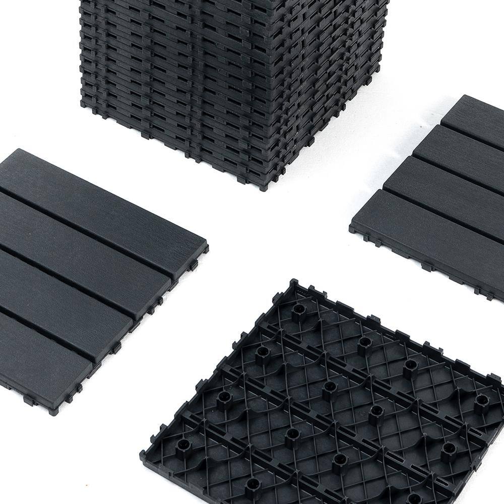 Amucolo 12 in. x 12 in. Waterproof Plastic Interlocking Deck Tiles in Gray for Poolside Balcony Backyard (Set of 44 Tiles)