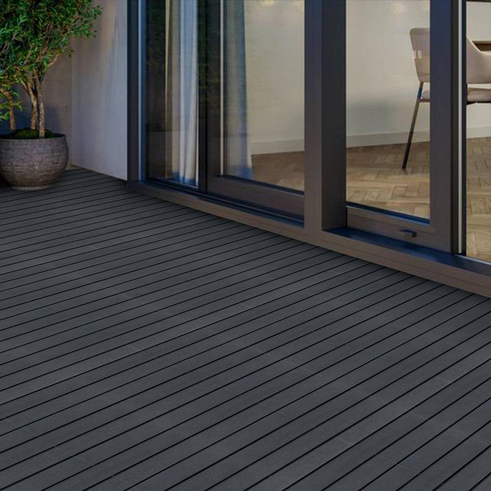 Amucolo 12 in. x 12 in. Waterproof Plastic Interlocking Deck Tiles in Gray for Poolside Balcony Backyard (Set of 44 Tiles)