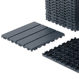 Amucolo 12 in. x 12 in. Waterproof Plastic Interlocking Deck Tiles in Gray for Poolside Balcony Backyard (Set of 44 Tiles)