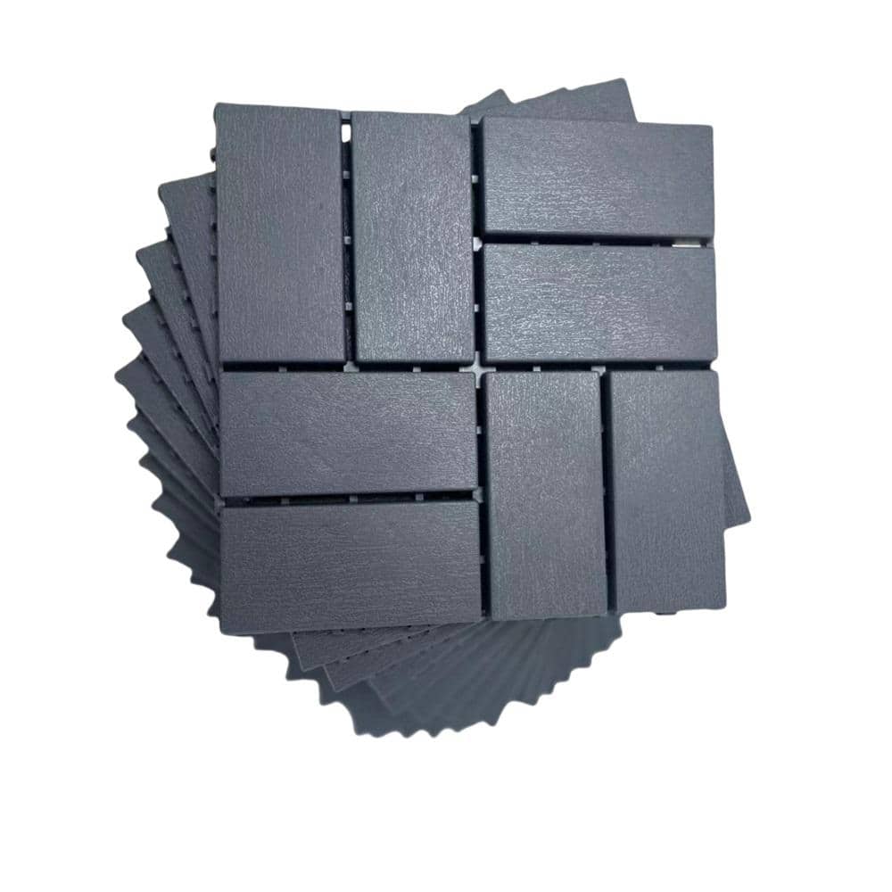 Amucolo 12 in. x 12 in. Waterproof Composite Interlocking Deck Tiles in Gray for Poolside, Balcony, Backyard (Set of 36 Tiles)