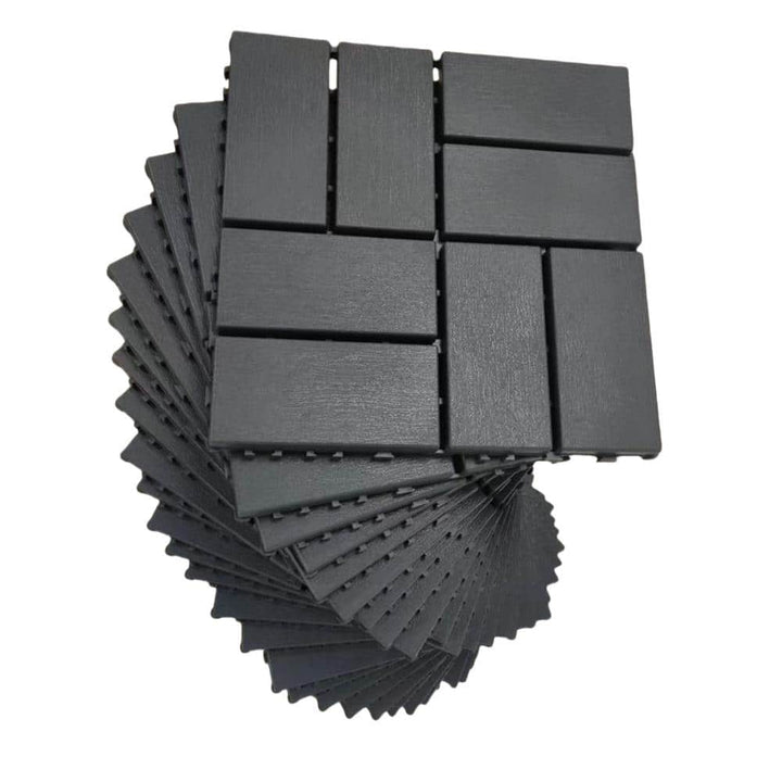 Amucolo 12 in. x 12 in. Waterproof Composite Interlocking Deck Tiles in Gray for Poolside, Balcony, Backyard (Set of 36 Tiles)