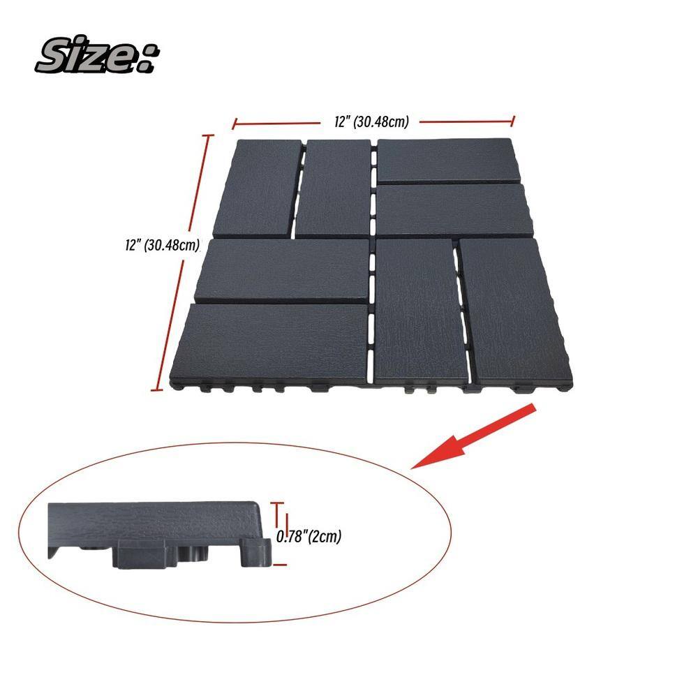Amucolo 12 in. x 12 in. Waterproof Composite Interlocking Deck Tiles in Gray for Poolside, Balcony, Backyard (Set of 36 Tiles)