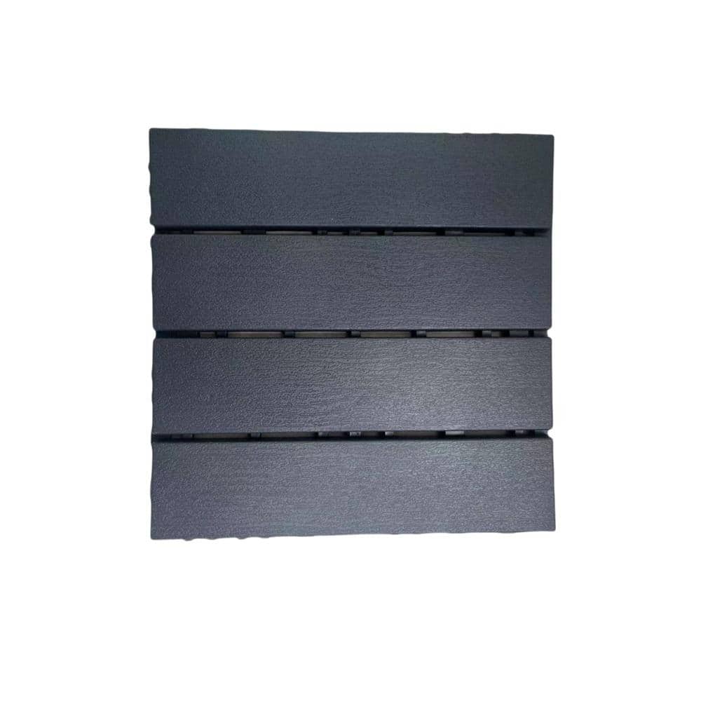 Amucolo 12 in. x 12 in. Waterproof Composite Interlocking Deck Tiles in Gray for Poolside, Balcony, Backyard (Set of 36 Tiles)