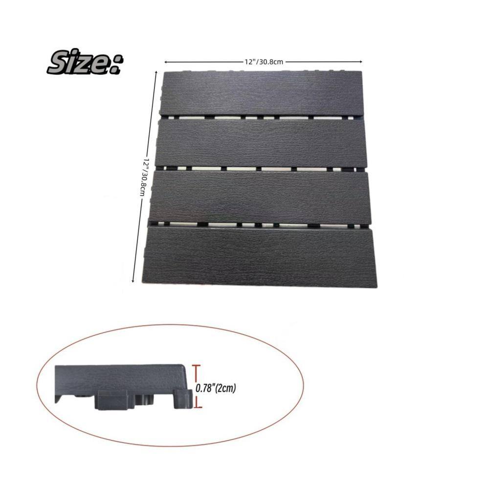 Amucolo 12 in. x 12 in. Waterproof Composite Interlocking Deck Tiles in Gray for Poolside, Balcony, Backyard (Set of 36 Tiles)
