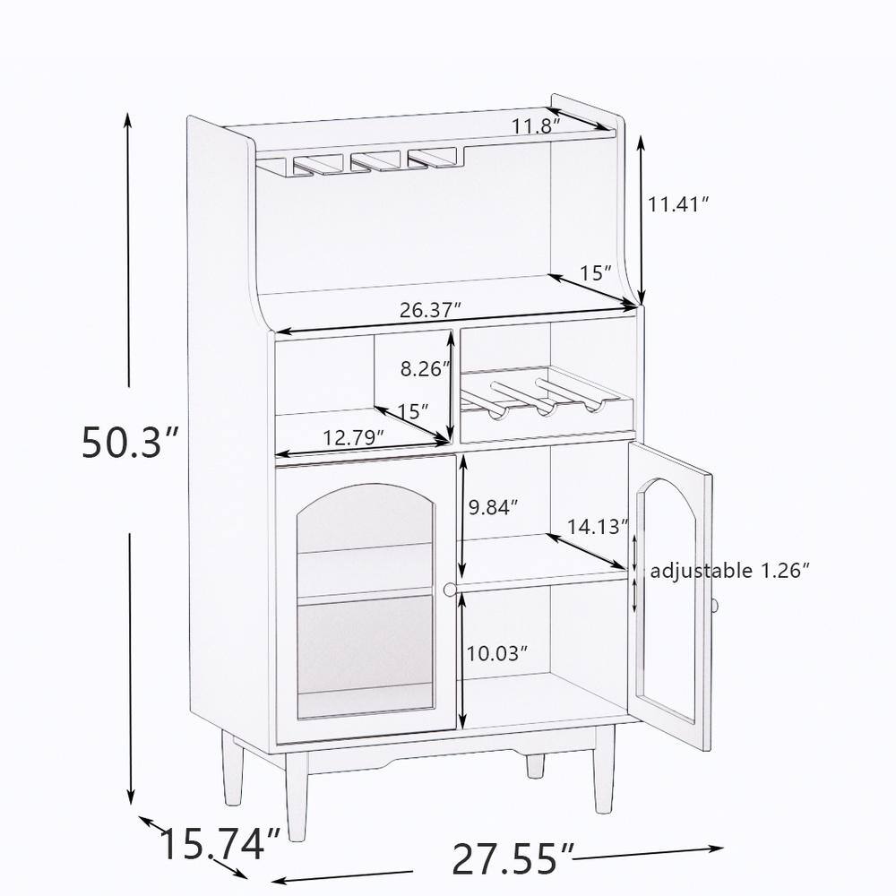 Living Room 27.56 in. W x 15.75 in. D x 50.39 in. H in Grey Assemble Upper Diagonal Kitchen Cabinet with Wine Glass Rack