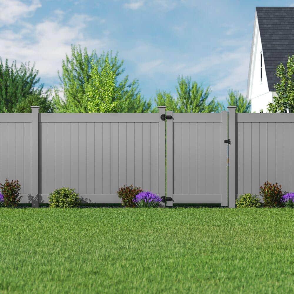 Barrette Outdoor Living Linden 6 ft. x 8 ft. Gray Vinyl Privacy Fence Panel
