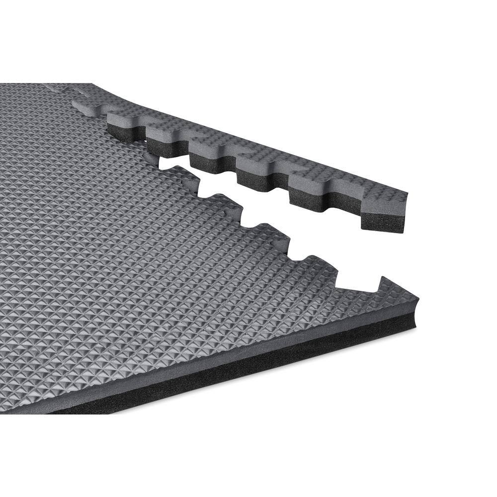 Norsk Gray/Black 24 in. x 24 in. EVA Foam Truly Reversible Interlocking Tile (54-Tile)