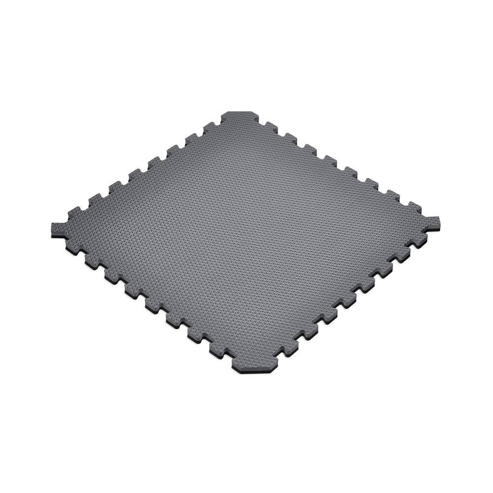 Norsk Gray/Black 24 in. x 24 in. EVA Foam Truly Reversible Interlocking Tile (54-Tile)