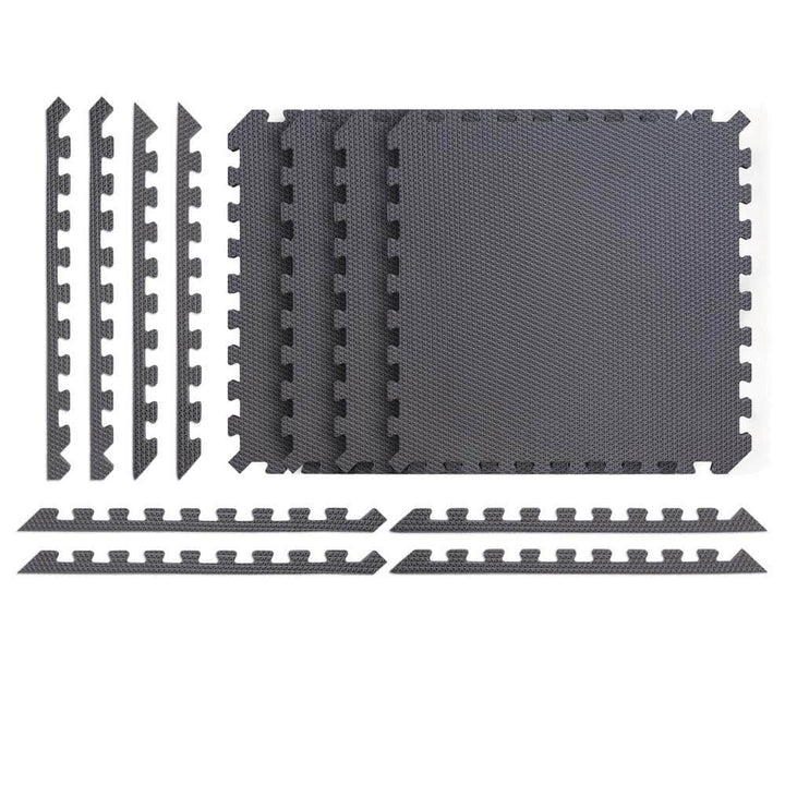 Norsk Black/Gray 24 in. x 24 in. x 0.79 in. Foam Interlocking Reversible Floor Mat (4-Pack)