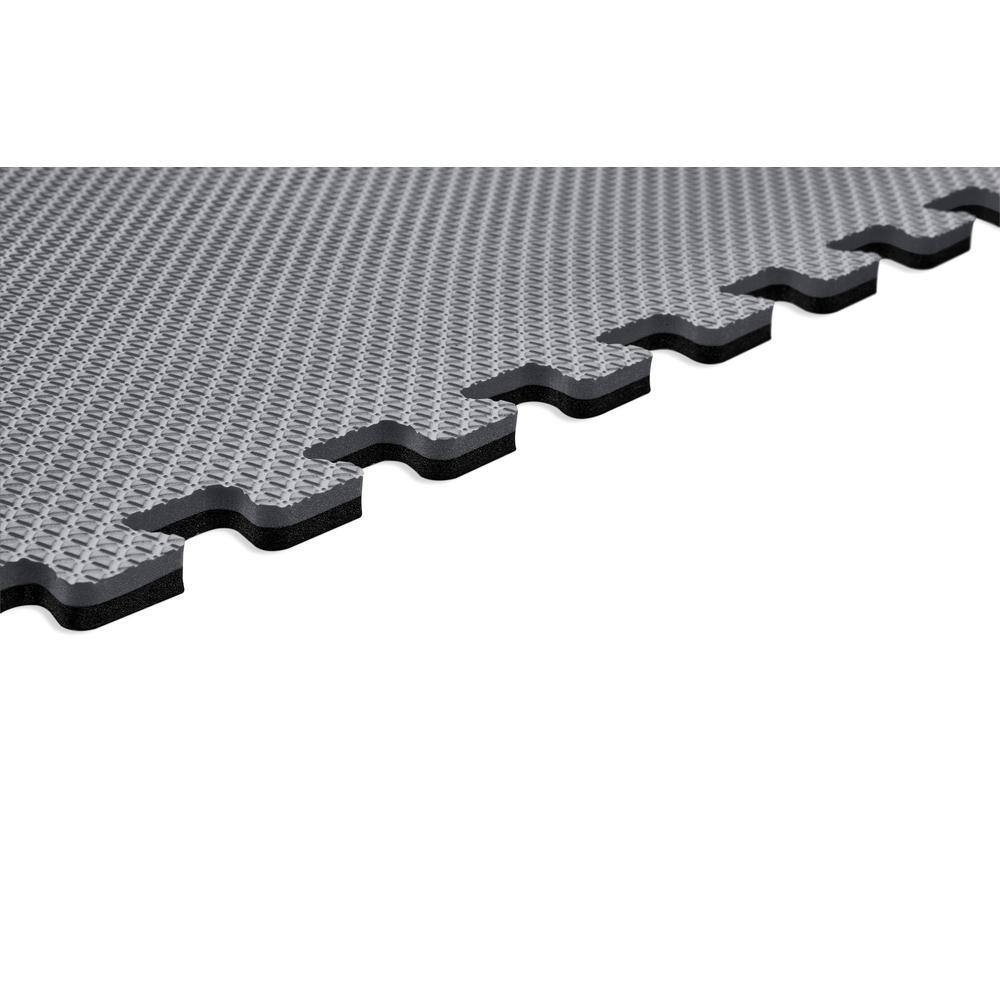 Norsk Gray/Black 24 in. x 24 in. EVA Foam Truly Reversible Interlocking Tile (18-Tile)