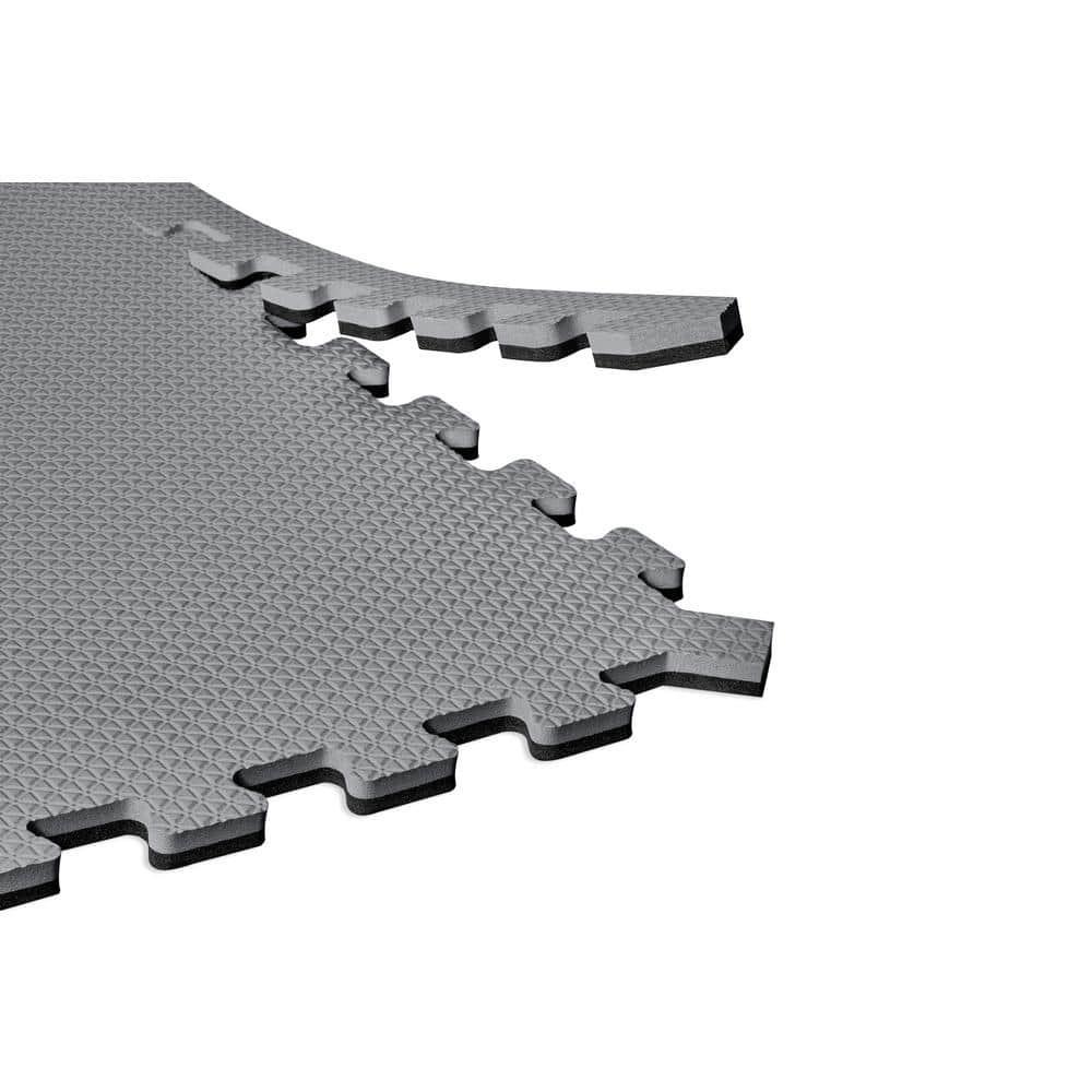 Norsk Gray/Black 24 in. x 24 in. EVA Foam Truly Reversible Interlocking Tile (18-Tile)
