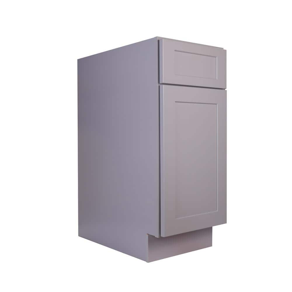 Bremen Cabinetry Bremen 15 in. W x 24 in. D x 34.5 in. H Gray Plywood Assembled Base Kitchen Cabinet with Soft Close