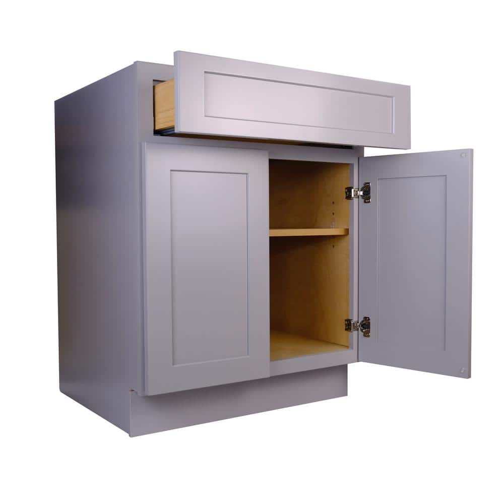 Bremen Cabinetry Bremen 24 in. W x 24 in. D x 34.5 in. H Gray Plywood Assembled Base Kitchen Cabinet with Soft Close