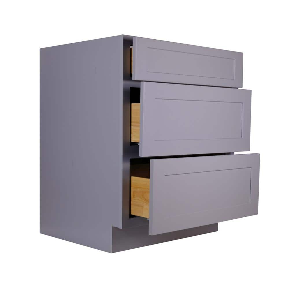 Bremen Cabinetry Bremen 18 in. W x 24 in. D x 34.5 in. H Gray Plywood Assembled Drawer Base Kitchen Cabinet with Soft Close