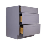 Bremen Cabinetry Bremen 27 in. W x 24 in. D x 34.5 in. H Gray Plywood Assembled Drawer Base Kitchen Cabinet with Soft Close