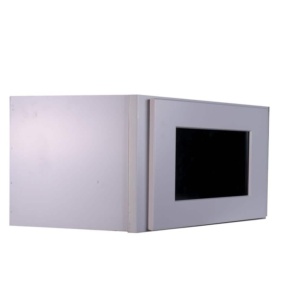 Bremen Cabinetry Bremen 24 in. W x 12 in. D x 12 in. H Gray Plywood Assembled Wall Diagonal Corner Glass-Door Kitchen Cabinet