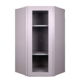 Bremen Cabinetry Bremen 24 in. W x 12 in. D x 36 in. H Gray Plywood Assembled Wall Diagonal Corner Glass-Door Kitchen Cabinet