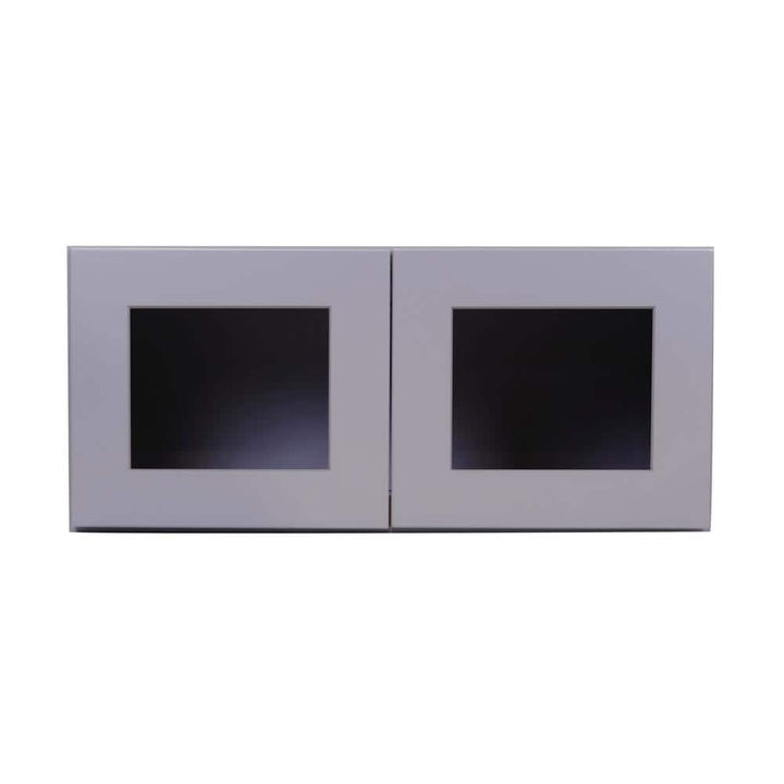 Bremen Cabinetry Bremen 27 in. W x 12 in. D x 12 in. H Gray Plywood Assembled Wall Top Glass-Door Kitchen Cabinet with Soft-Close