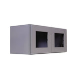 Bremen Cabinetry Bremen 27 in. W x 12 in. D x 12 in. H Gray Plywood Assembled Wall Top Glass-Door Kitchen Cabinet with Soft-Close