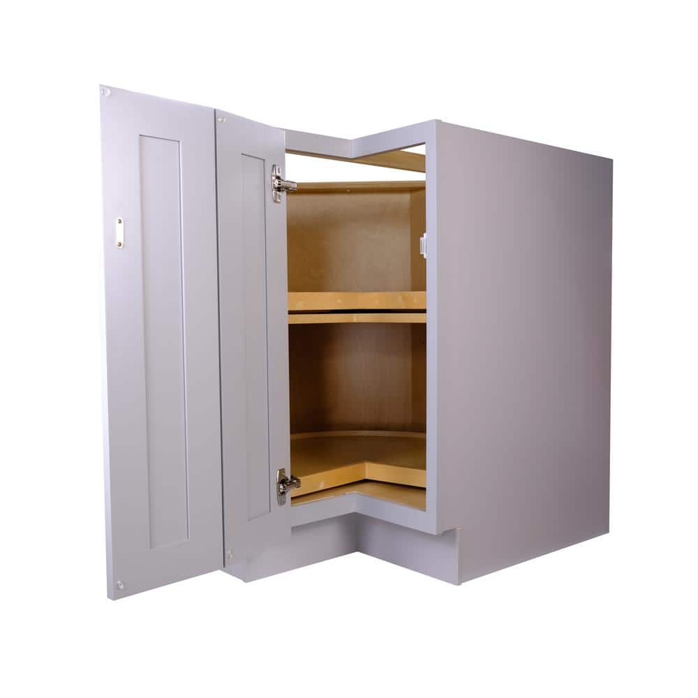 Bremen Cabinetry Bremen 36-in. W x 24-in. D x 34.5-in. H Gray Plywood Assembled Lazy Susan Base Kitchen Cabinet with Soft Close