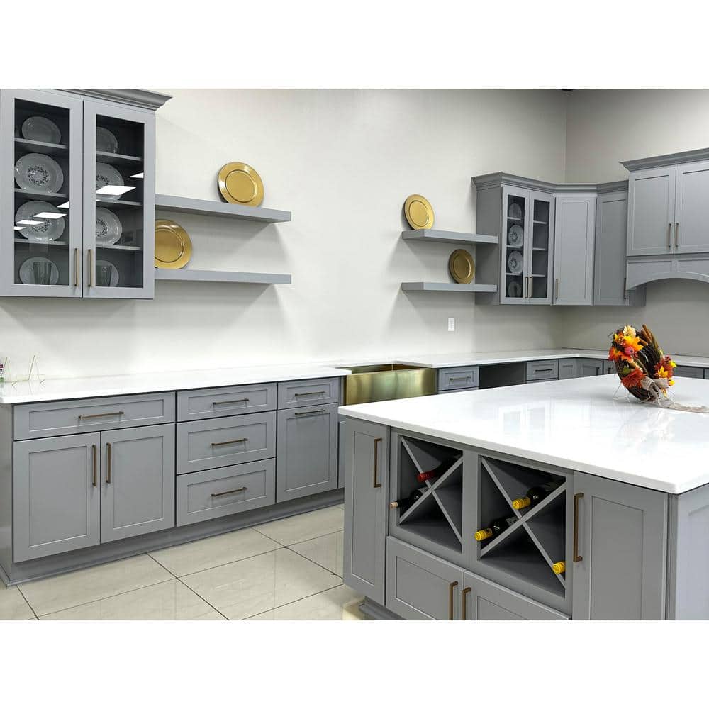 Bremen Cabinetry Bremen 42 in. W x 24 in. D x 34.5 in. H Gray Plywood Assembled Sink Base Kitchen Cabinet with Soft Close