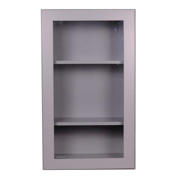 Bremen Cabinetry Bremen 21 in. W x 12 in. D x 30 in. H Gray Plywood Assembled Wall Glass-Door Kitchen Cabinet with Soft-Close