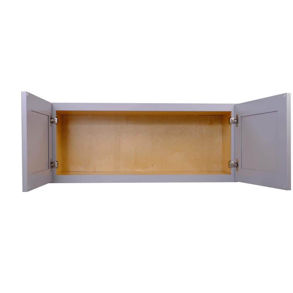 Bremen Cabinetry Bremen 30 in. W x 12 in. D x 12 in. H Gray Plywood Assembled Wall Bridge Kitchen Cabinet with Soft-Close