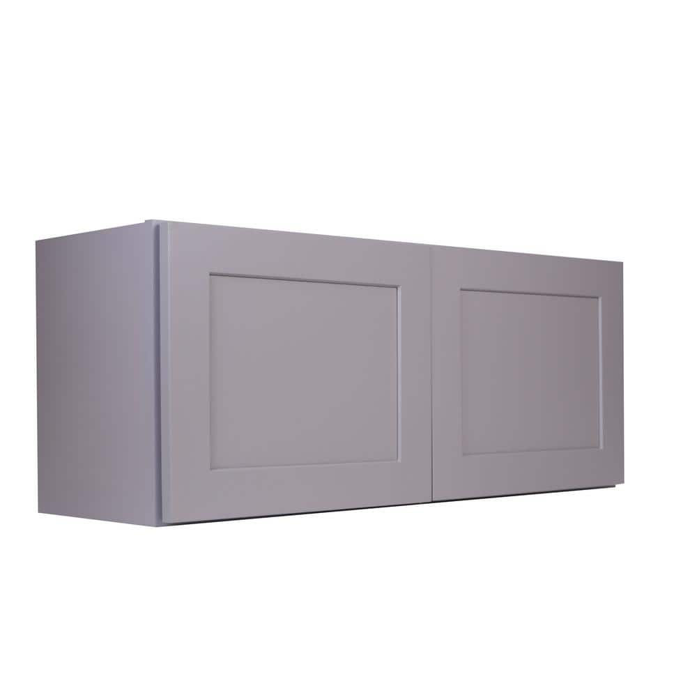 Bremen Cabinetry Bremen 30 in. W x 12 in. D x 12 in. H Gray Plywood Assembled Wall Bridge Kitchen Cabinet with Soft-Close