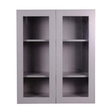 Bremen Cabinetry Bremen 30 in. W x 12 in. D x 30 in. H Gray Plywood Assembled Wall Glass-Door Kitchen Cabinet with Soft-Close