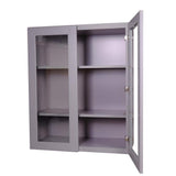 Bremen Cabinetry Bremen 36 in. W x 12 in. D x 36 in. H Gray Plywood Assembled Wall Glass-Door Kitchen Cabinet with Soft-Close