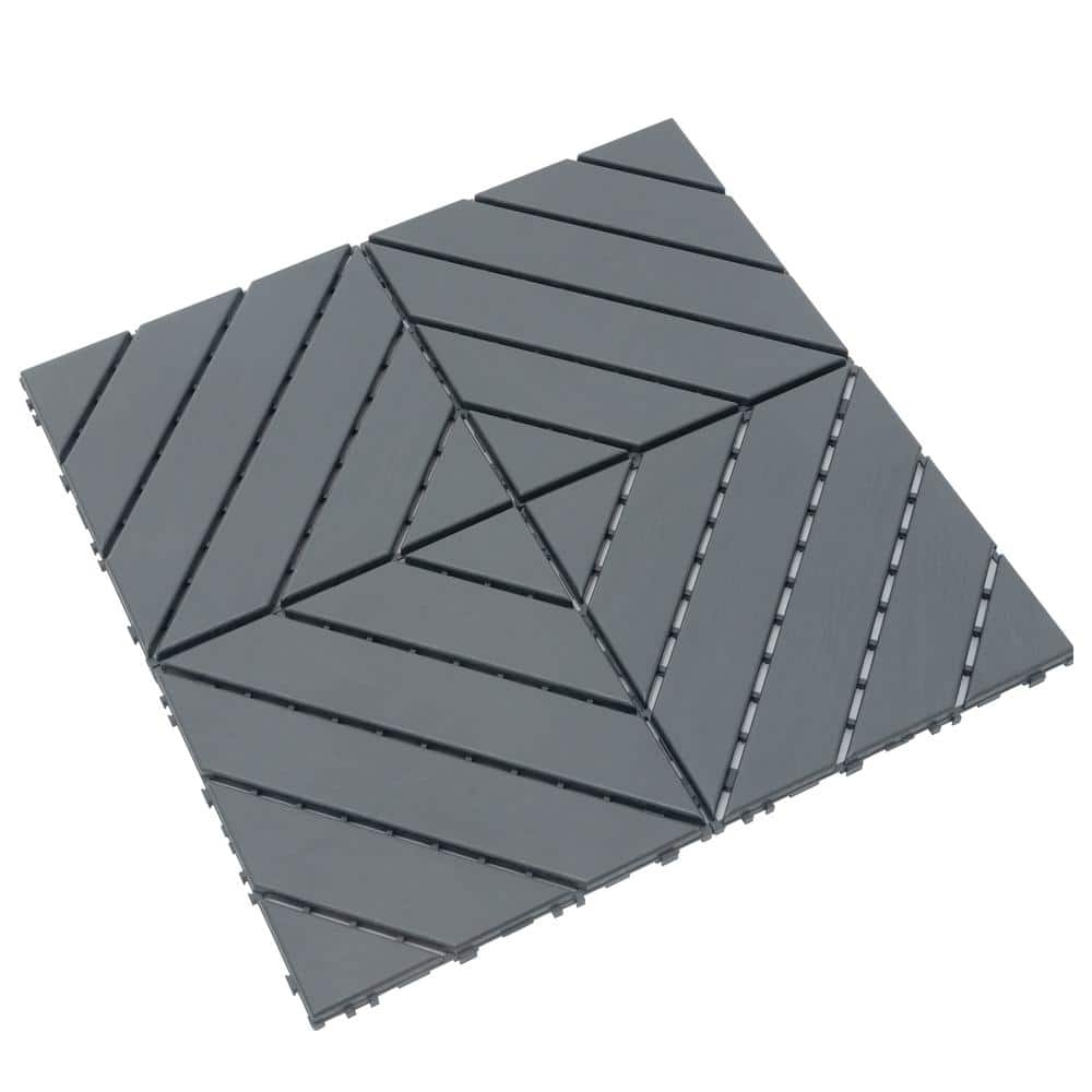 cadeninc 12 in. x 12 in. Gray Square Waterproof Plastic Interlocking Deck Tiles for Poolside Balcony Backyard (Set of 44 Tiles)